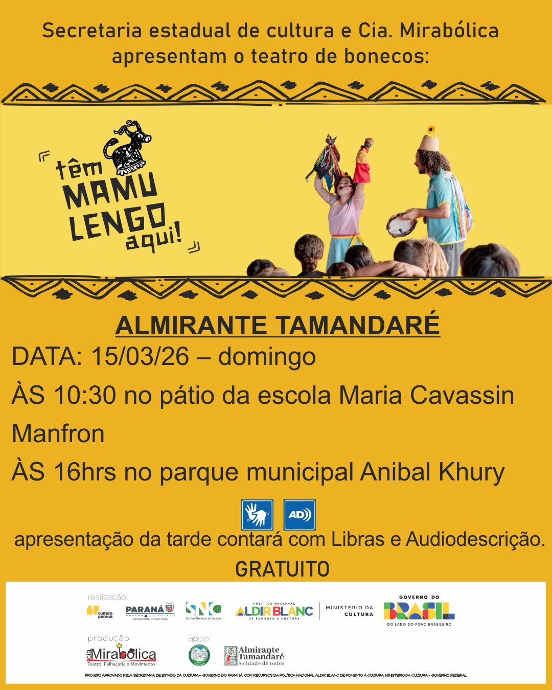 Post no instagram da Prefeitura de Almirante Tamandaré