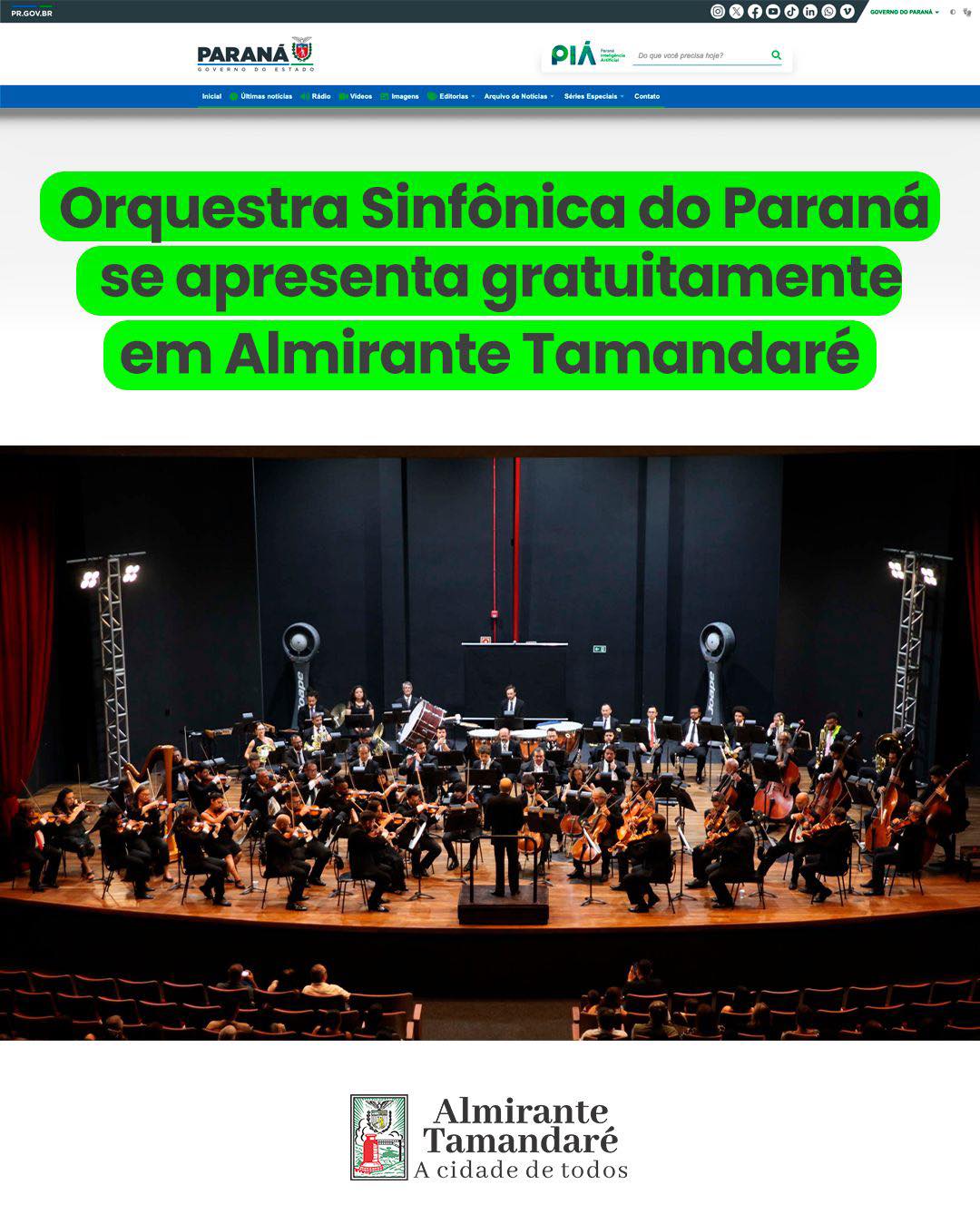 Post no instagram da Prefeitura de Almirante Tamandaré