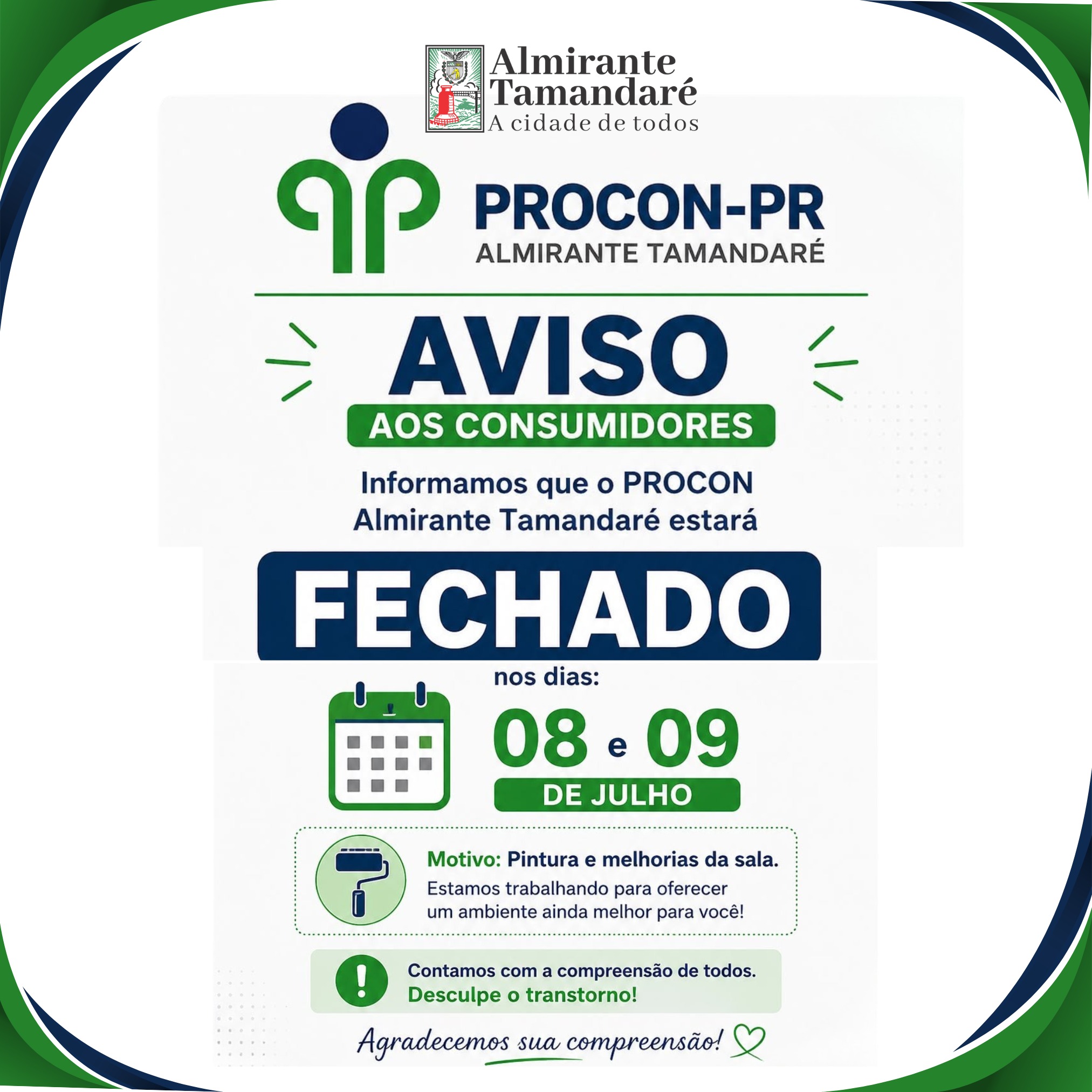Post no instagram da Prefeitura de Almirante Tamandaré
