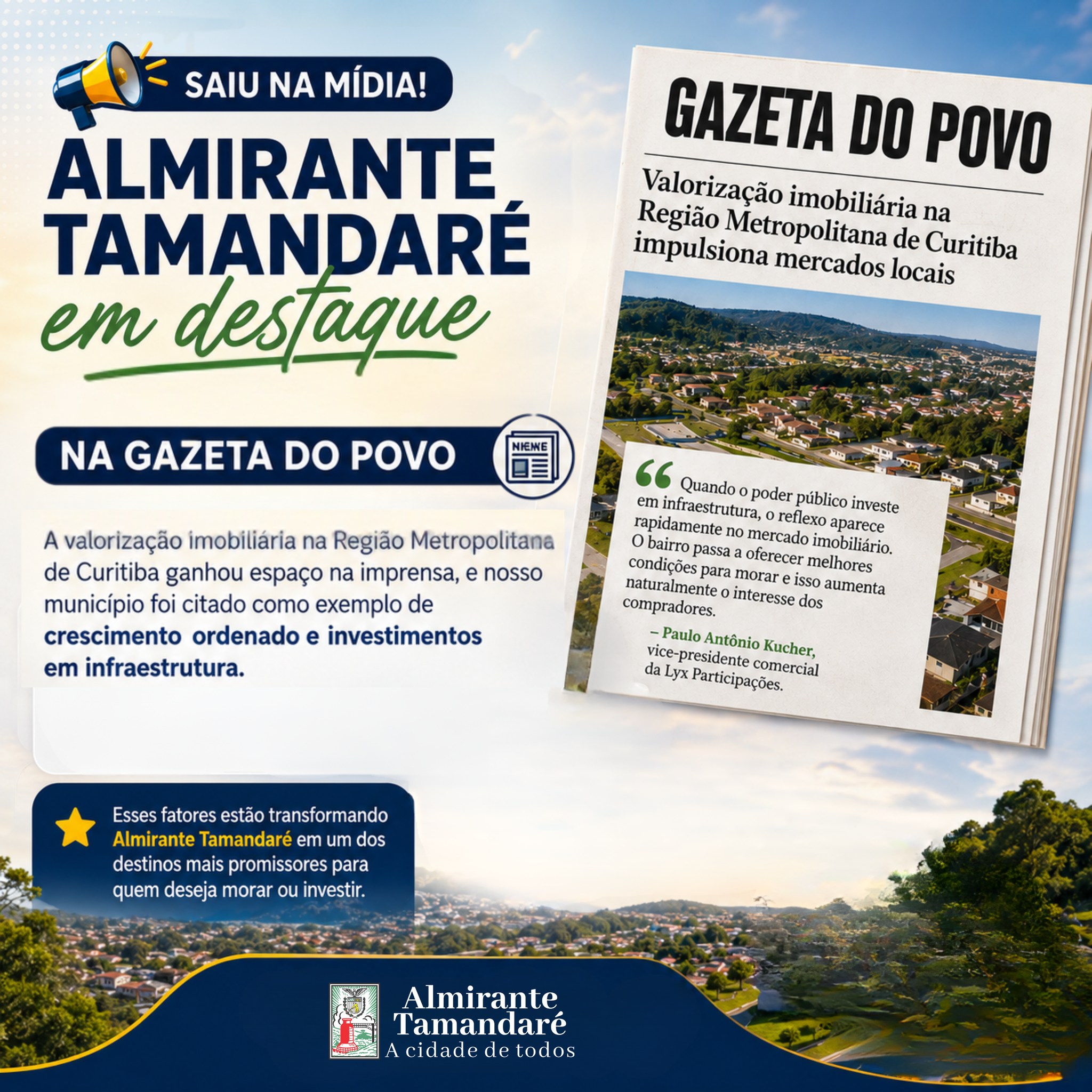 Post no instagram da Prefeitura de Almirante Tamandaré
